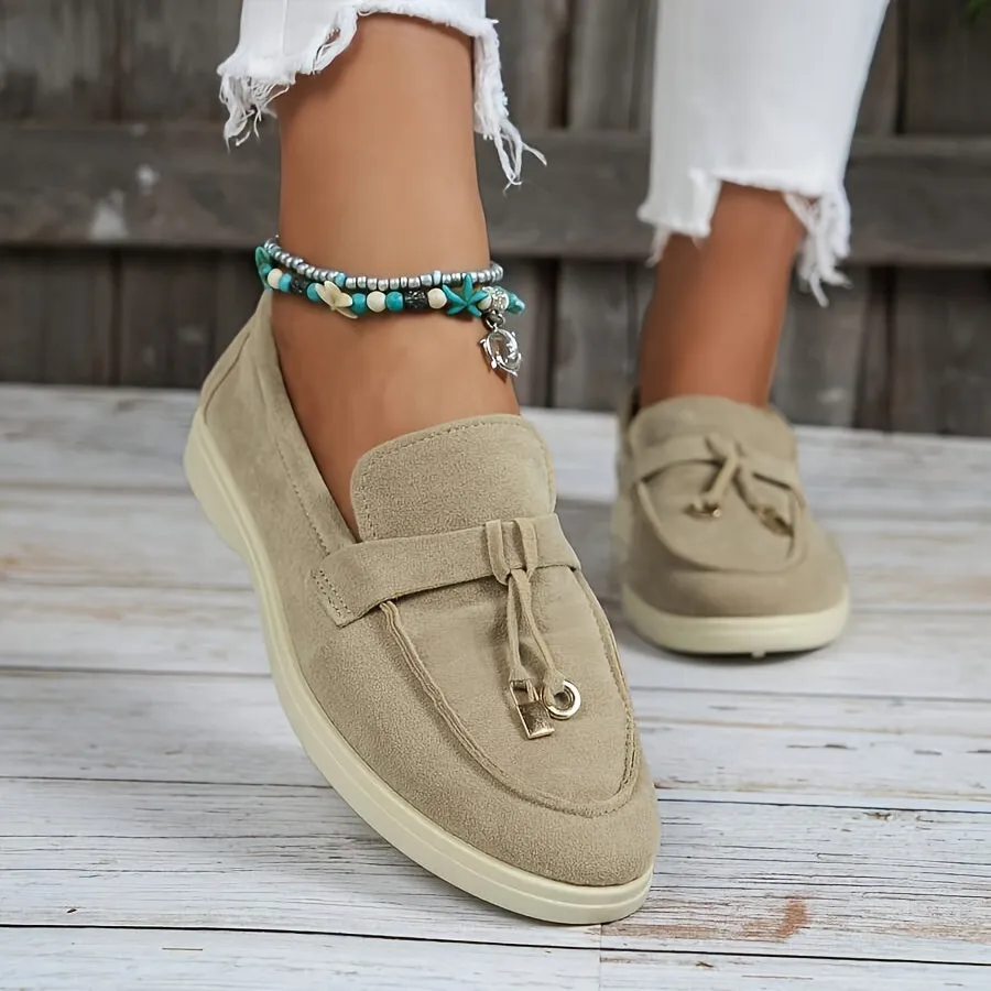 Dames loafers met kwastjes en ijzeren ring, slip-on platte schoenen met ronde tenen