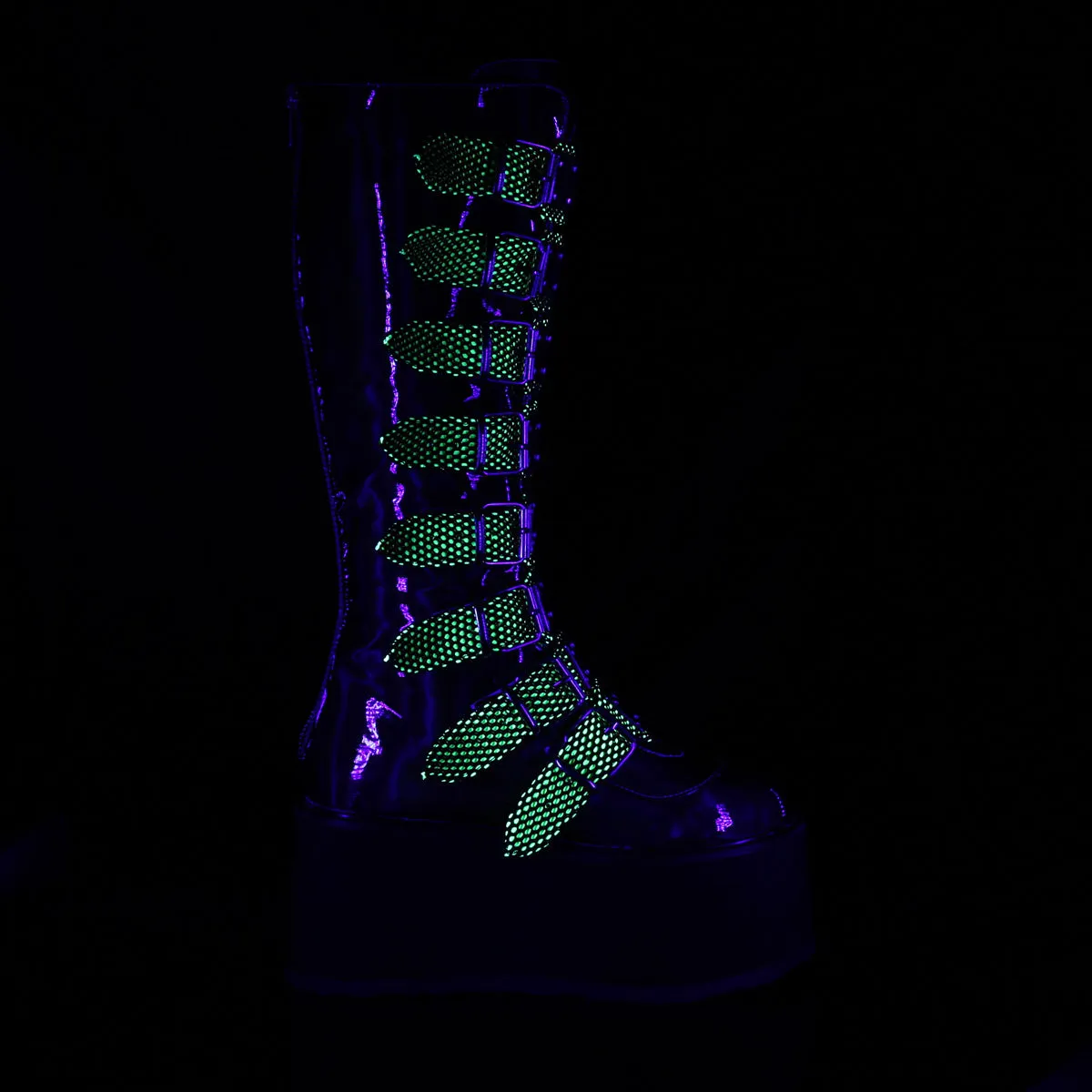 DAMNED-318  Lime Green Hologram Vegan Leather