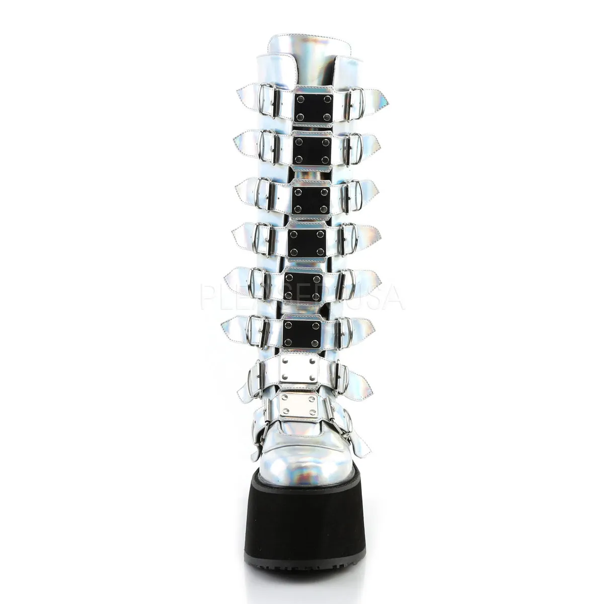 DAMNED-318  Silver Hologram Vegan Leather