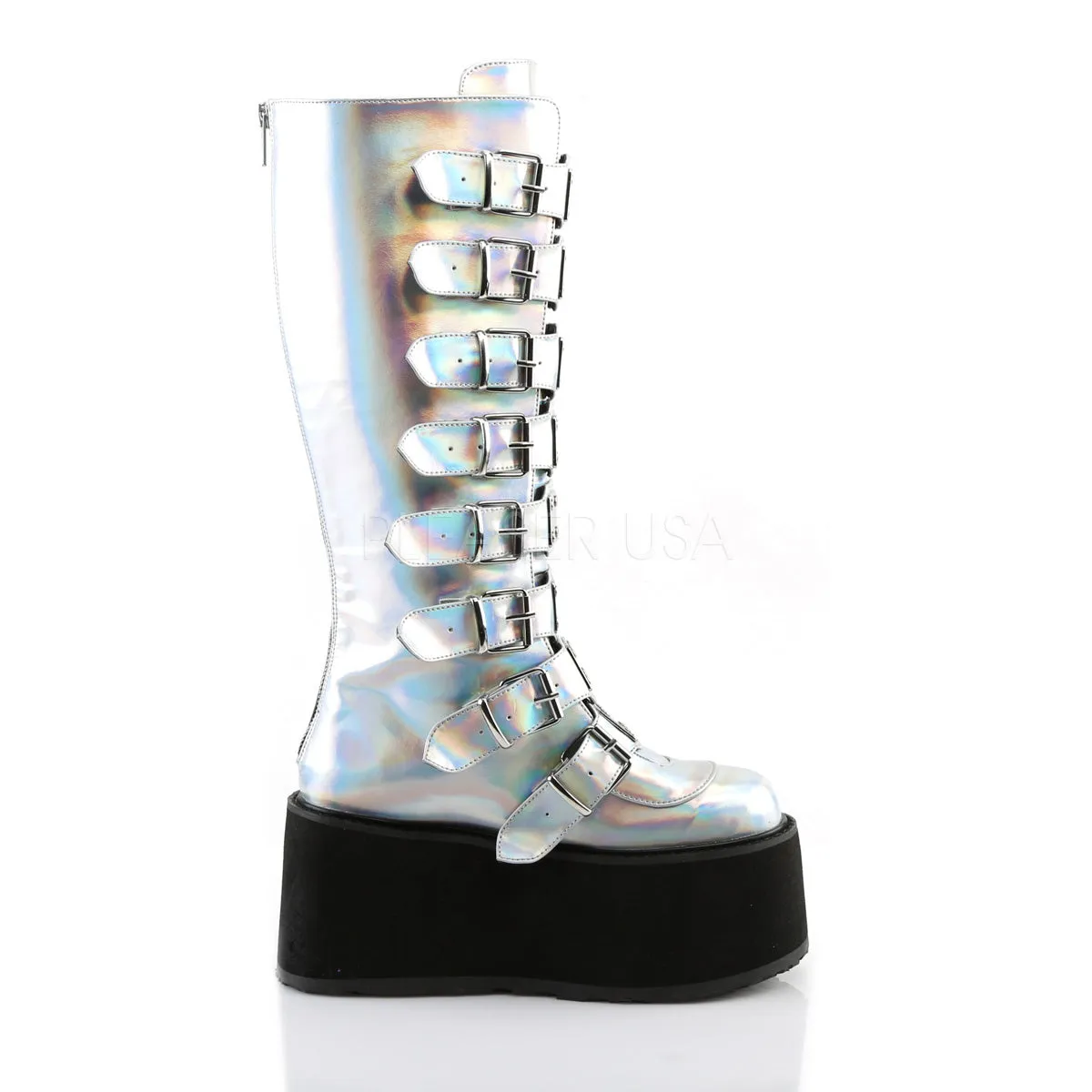 DAMNED-318  Silver Hologram Vegan Leather