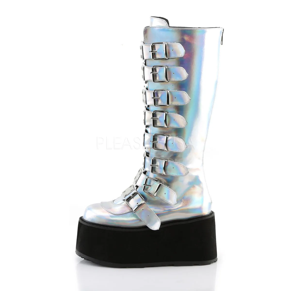 DAMNED-318  Silver Hologram Vegan Leather