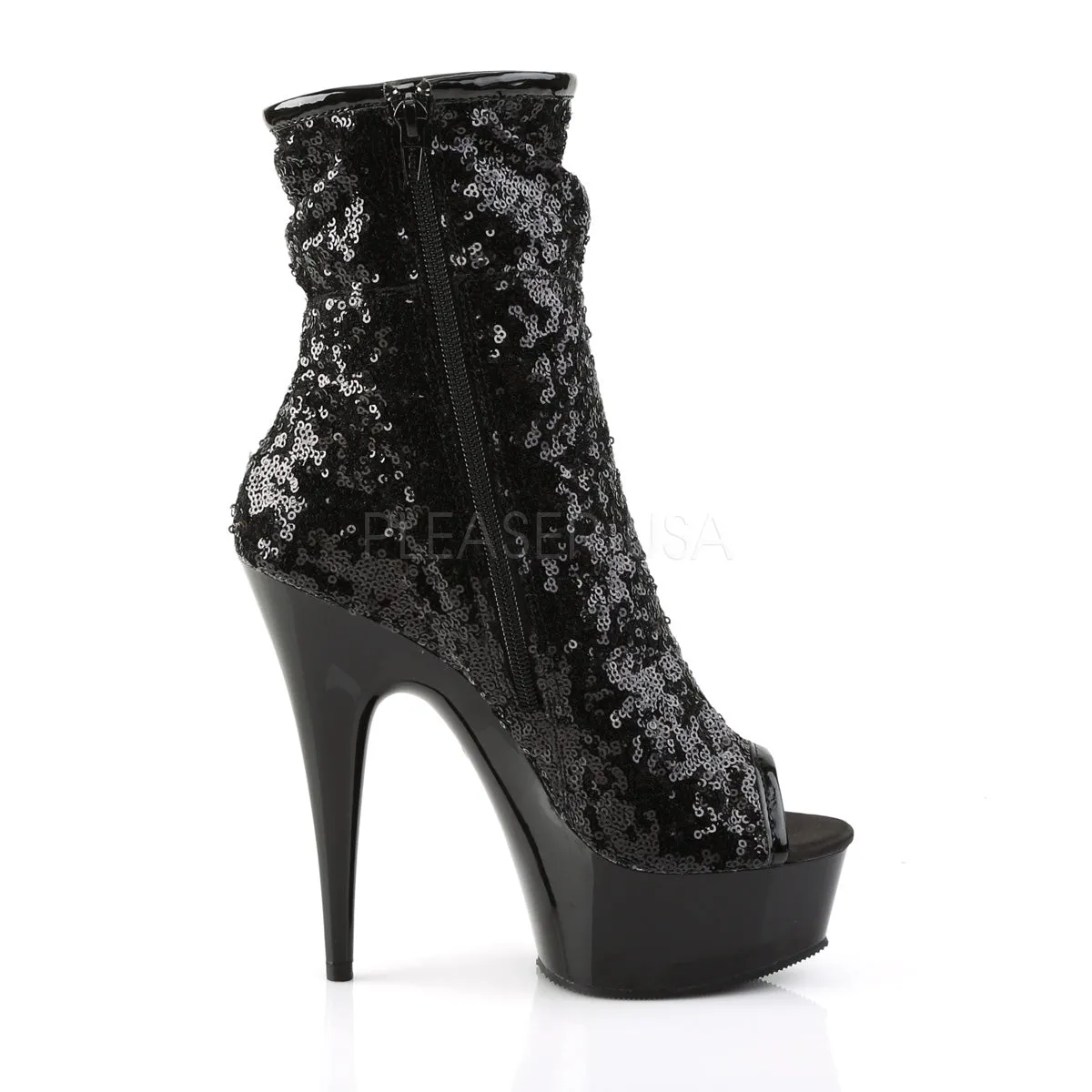 DELIGHT-1008SQ  Black Sequins/Dark Pewter Chrome