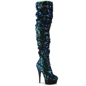 DELIGHT-3004  Green Iridescent Sequins/Black
