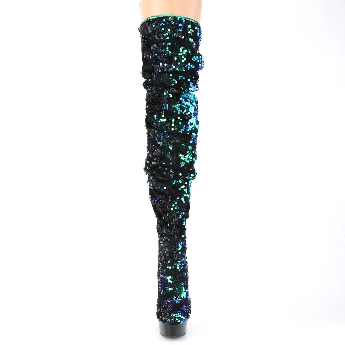 DELIGHT-3004  Green Iridescent Sequins/Black
