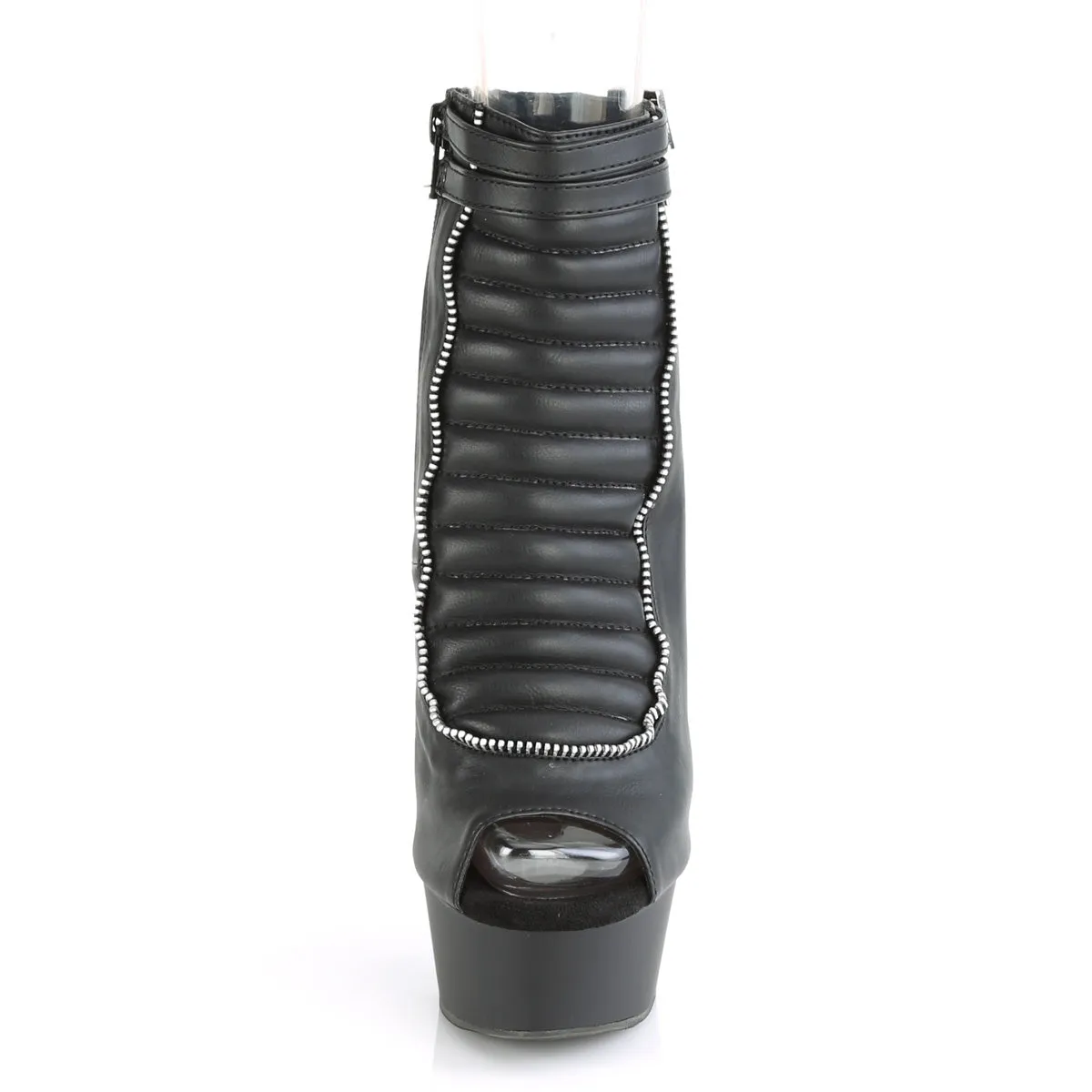 DELIGHT-600-18  Black Faux Leather/Black Matte