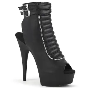 DELIGHT-600-18  Black Faux Leather/Black Matte