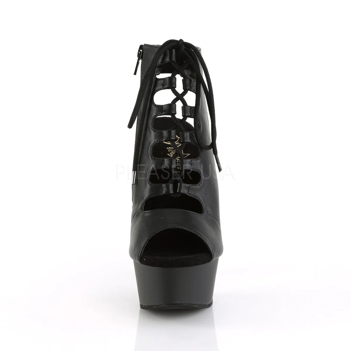 DELIGHT-600-20  Black Faux Leather/Black Matte