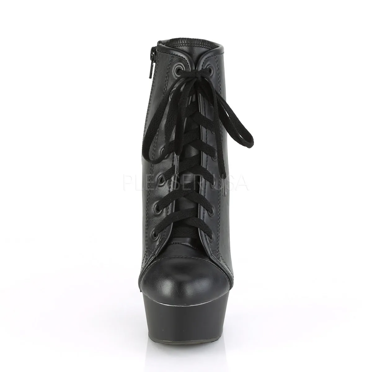 DELIGHT-600SK-02  Black Faux Leather/Black Matte