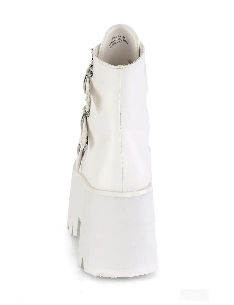 DEMONIA ASHES-55 - WHITE VEGAN LEATHER - WOMENS SIZE 7