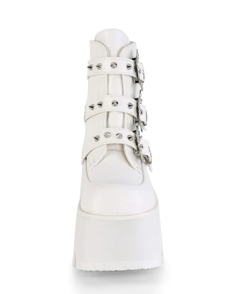 DEMONIA ASHES-55 - WHITE VEGAN LEATHER - WOMENS SIZE 7