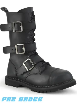 DEMONIA RIOT-12BK - BLACK VEGAN LEATHER ✰ PRE ORDER ✰