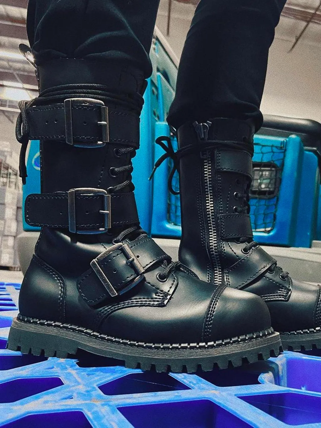 DEMONIA RIOT-12BK - BLACK VEGAN LEATHER ✰ PRE ORDER ✰