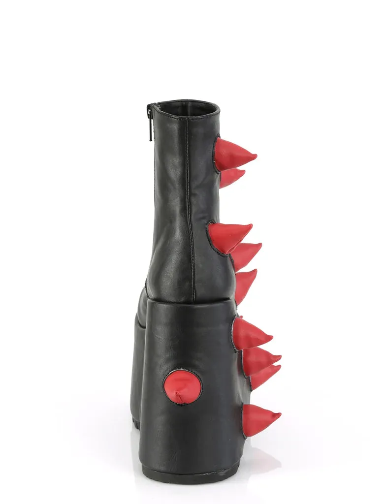 DEMONIA SLAY-77 - BLACK & RED VEGAN LEATHER ✰ PRE ORDER ✰