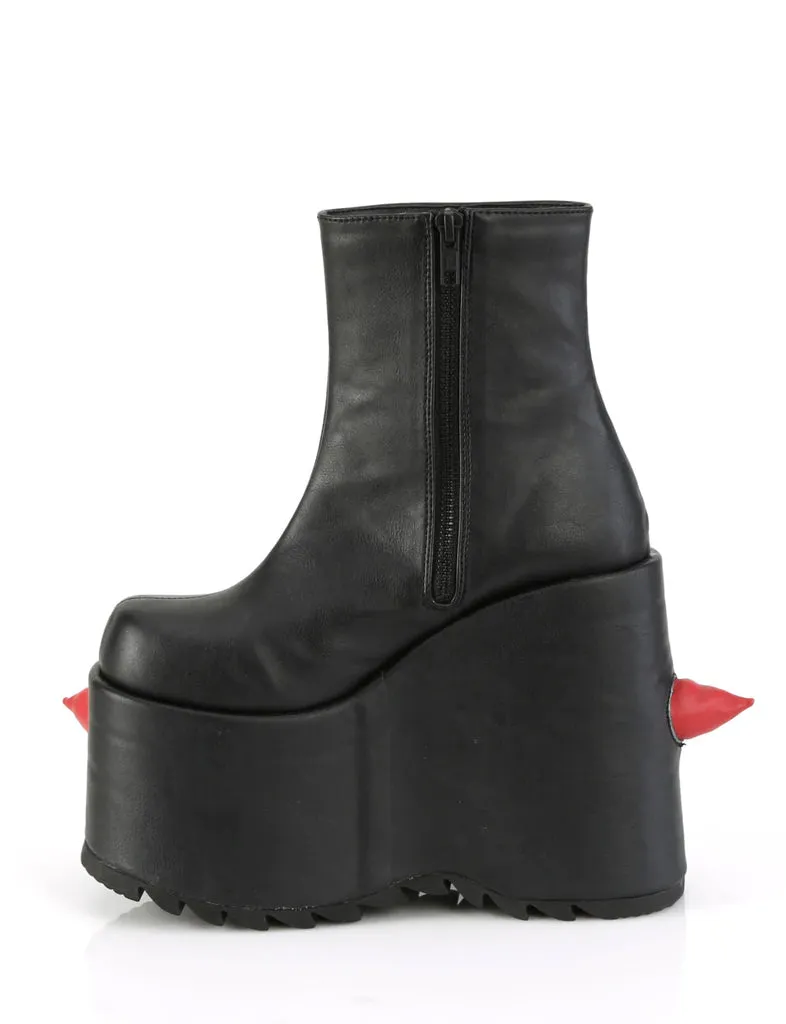 DEMONIA SLAY-77 - BLACK & RED VEGAN LEATHER ✰ PRE ORDER ✰