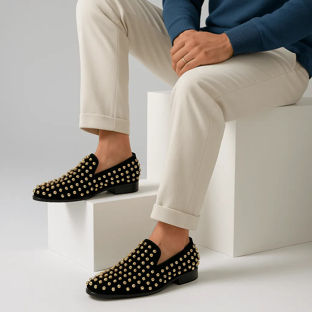 Domoir | Studded Leather Loafers with Spikes