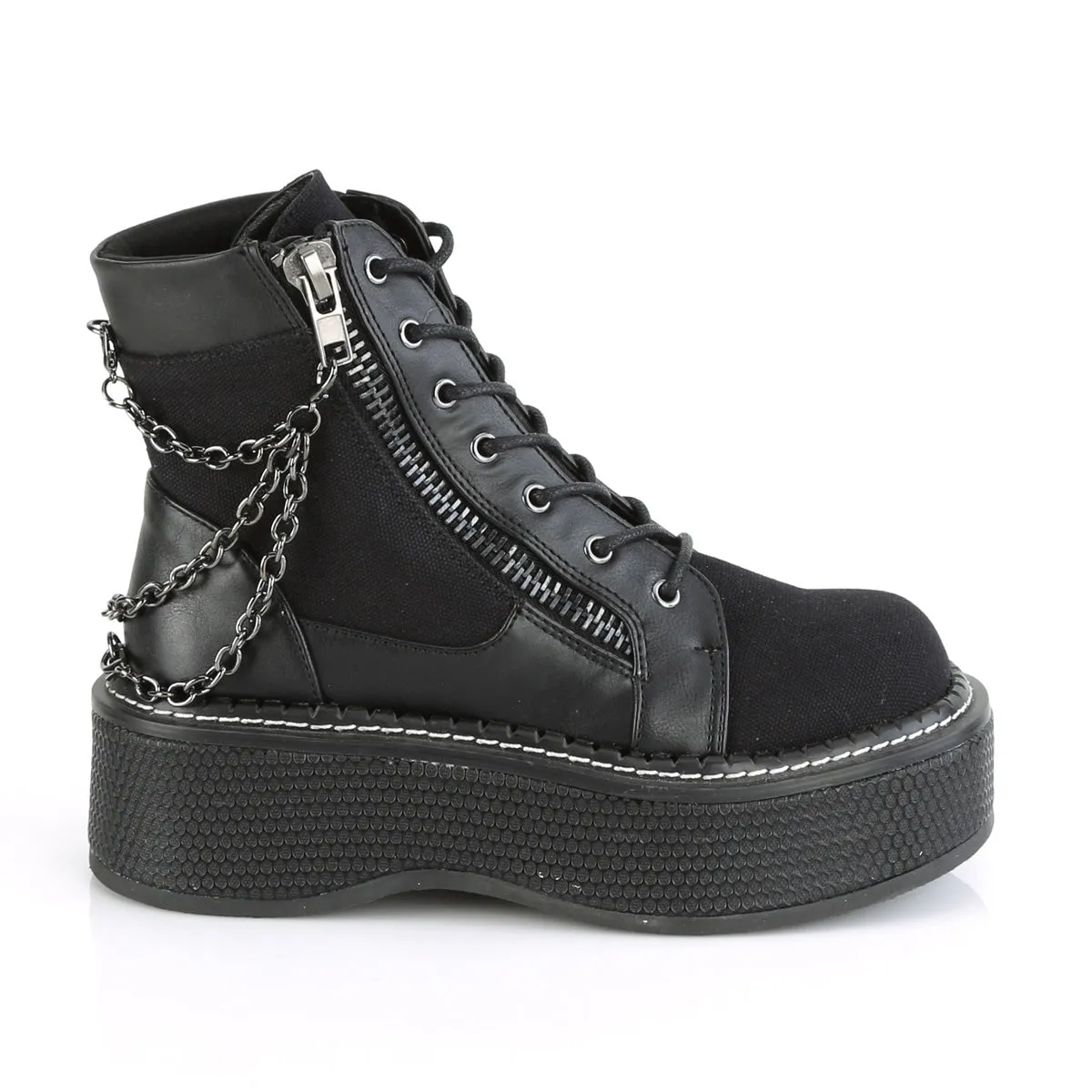 EMILY-114  Black Canvas-Vegan Leather