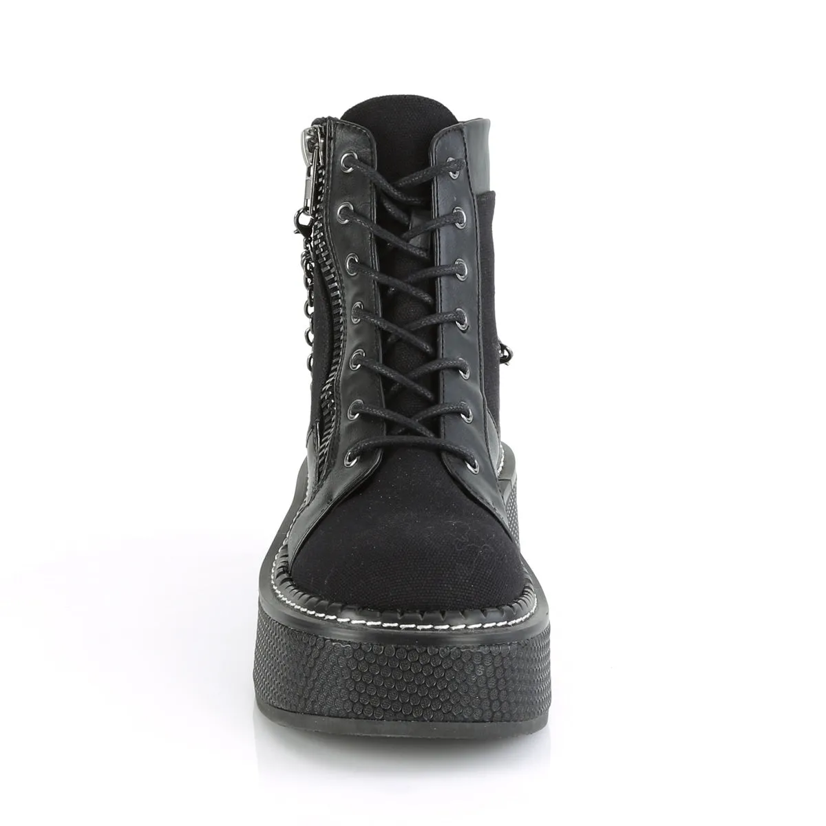 EMILY-114  Black Canvas-Vegan Leather