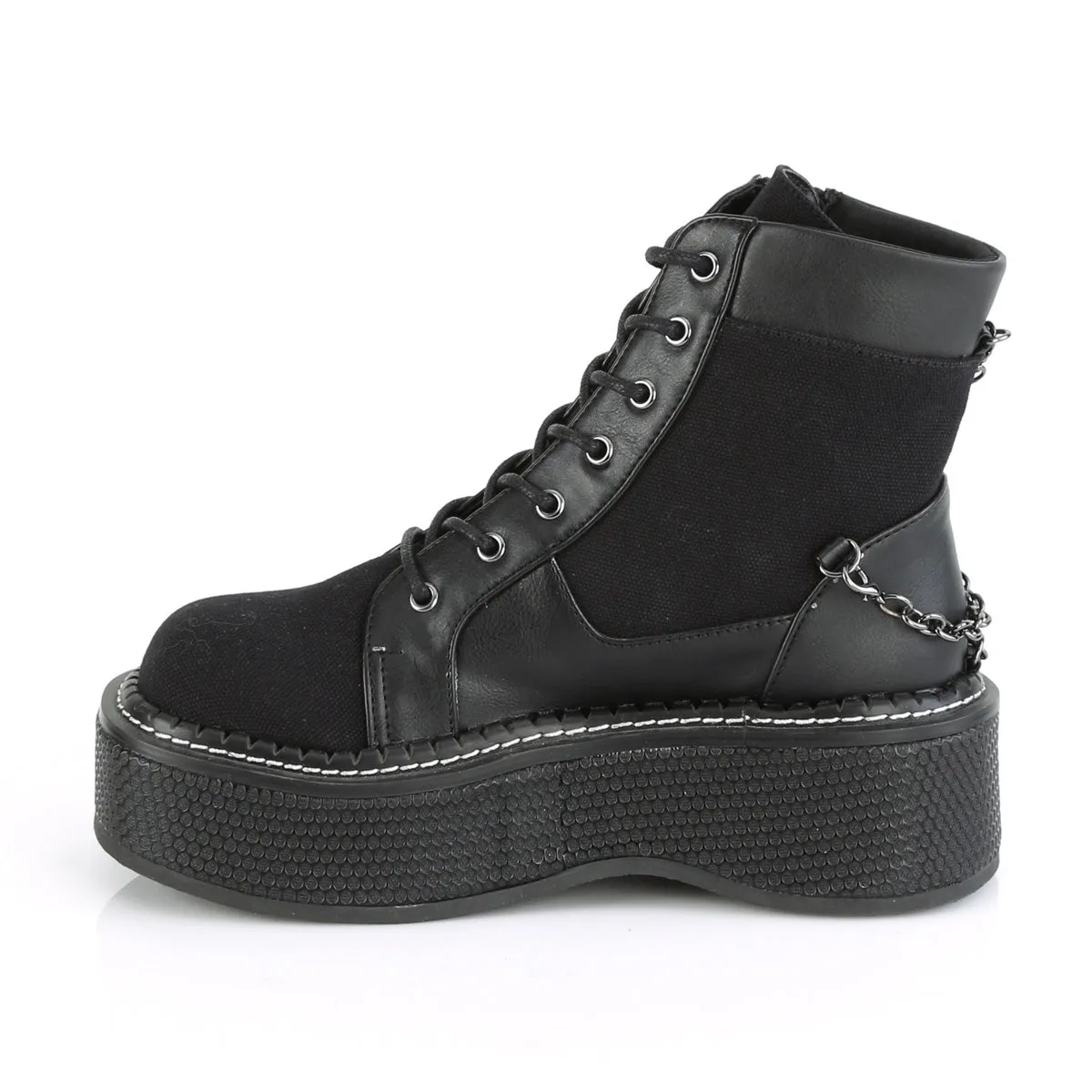 EMILY-114  Black Canvas-Vegan Leather