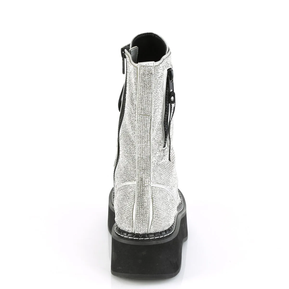 EMILY-362  Silver Vegan Leather-Rhinestone