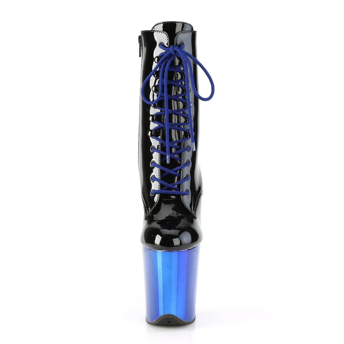 FLAMINGO-1020  Black Patent/Royal Blue Chrome