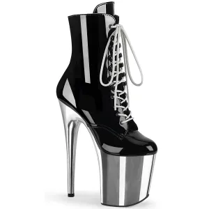FLAMINGO-1020  Black Patent/Silver Chrome