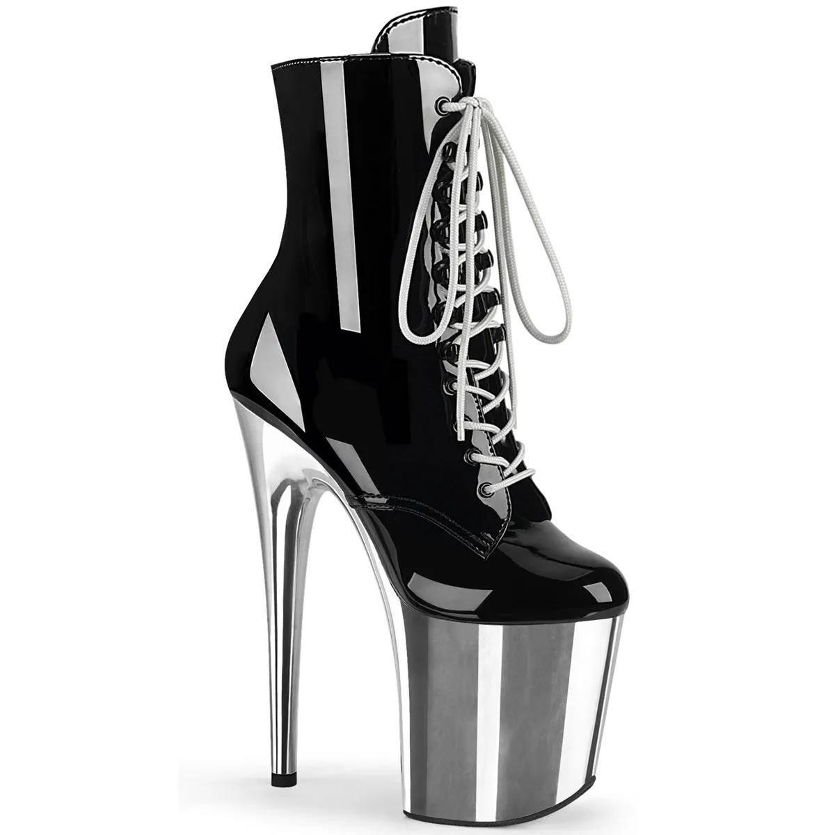 FLAMINGO-1020  Black Patent/Silver Chrome