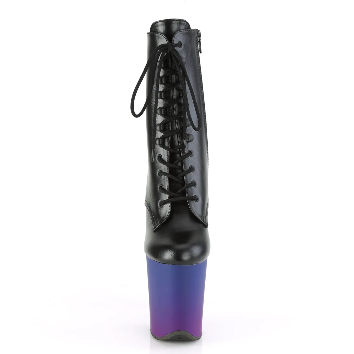 FLAMINGO-1020BP  Black Faux Leather/Blue-Purple Ombre