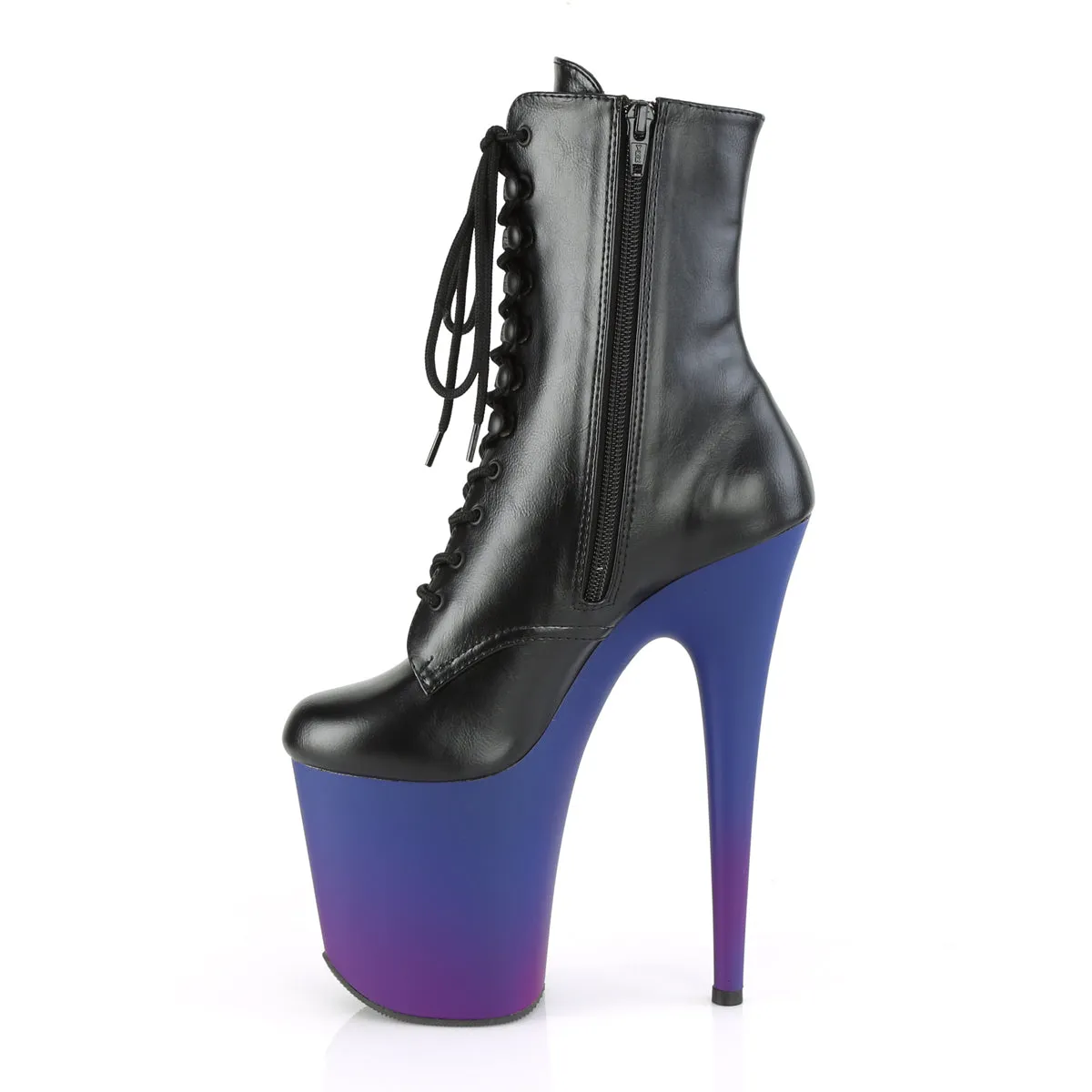 FLAMINGO-1020BP  Black Faux Leather/Blue-Purple Ombre