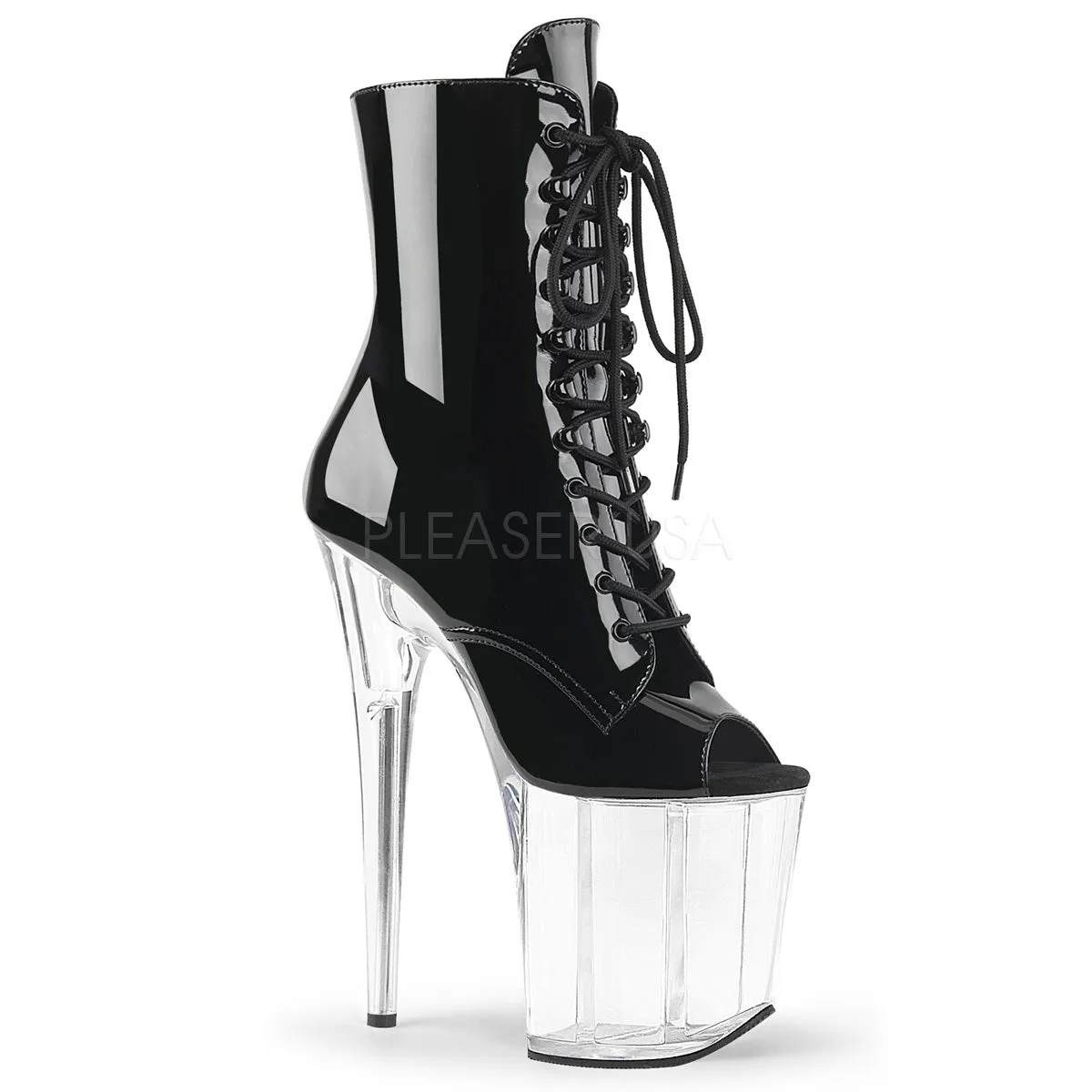 FLAMINGO-1021  Black Patent/Clear