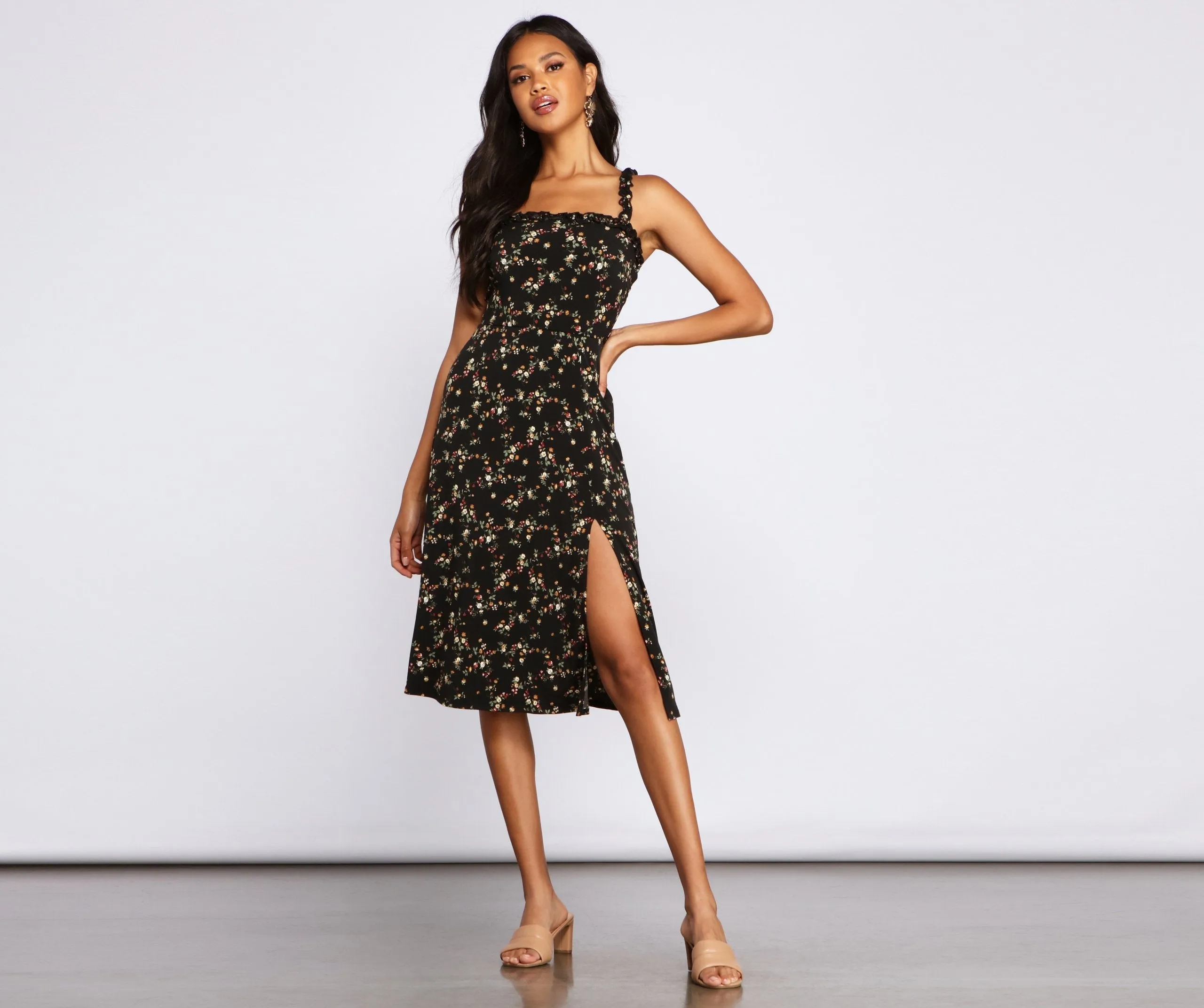 Floral Babe Stylish Sleeveless Midi Dress