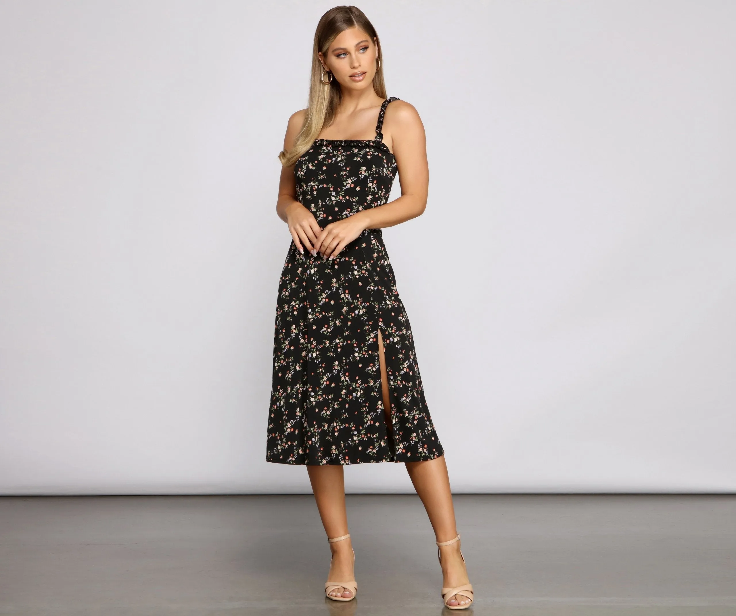 Floral Babe Stylish Sleeveless Midi Dress