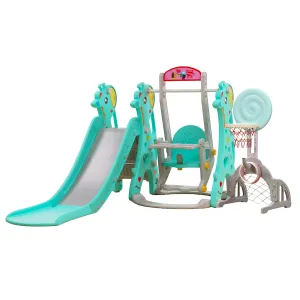 Giraffe 5-in-1 Kids Slide & Swing Set | Football | Basketball Hoop | Ring Toss