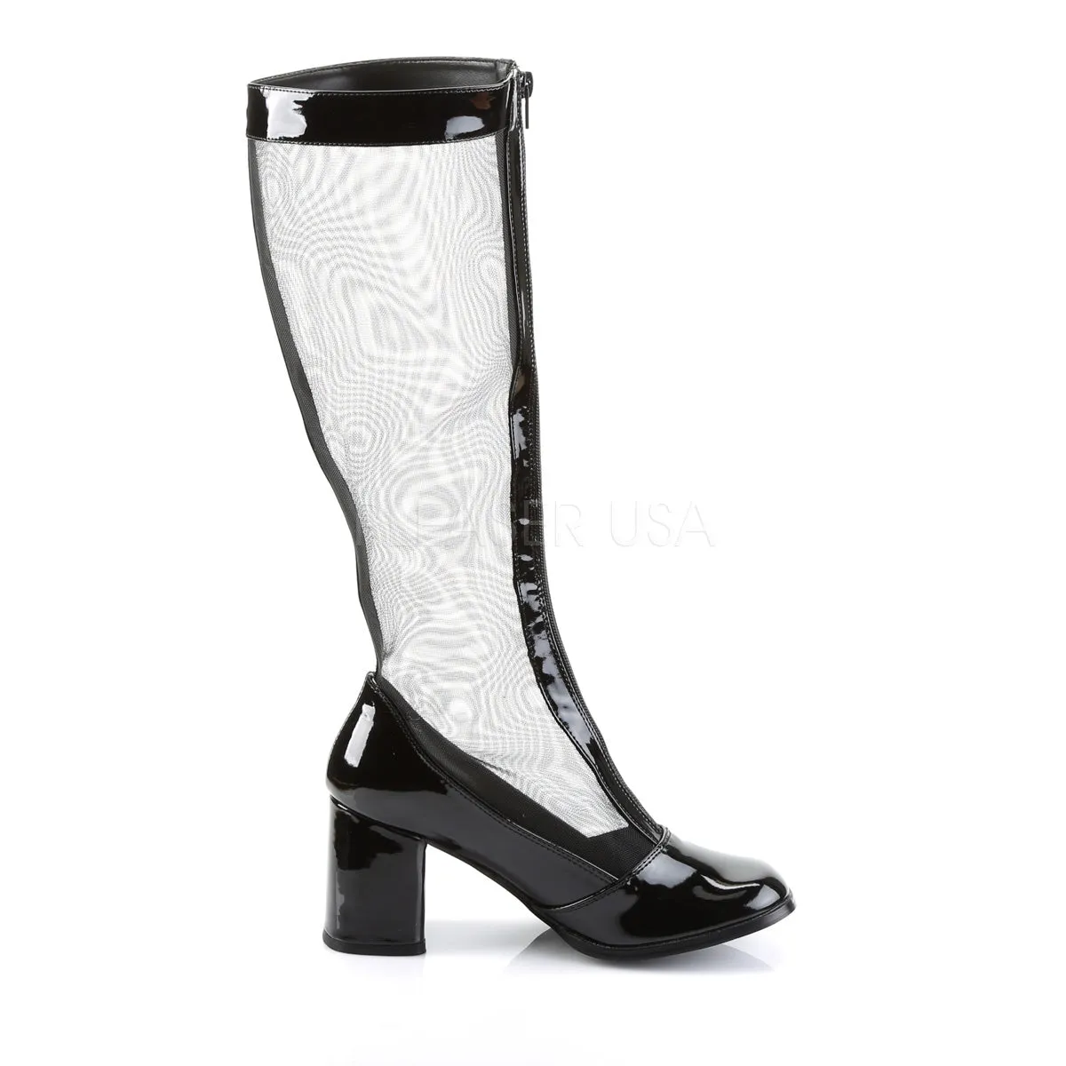 GOGO-307  Black Str Patent-Mesh