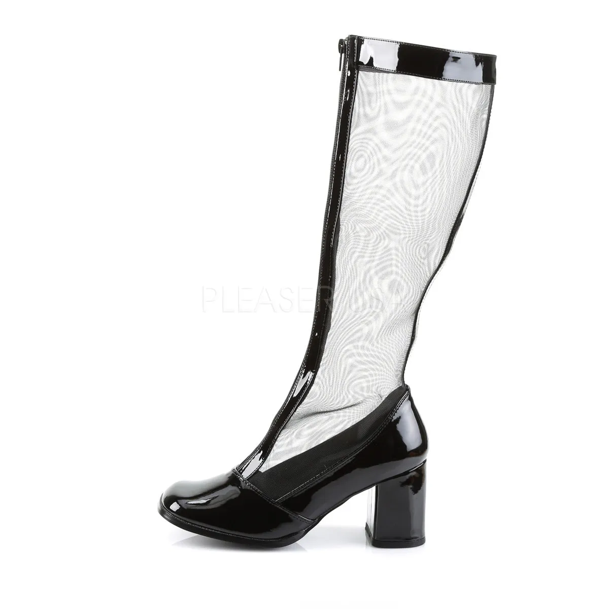 GOGO-307  Black Str Patent-Mesh