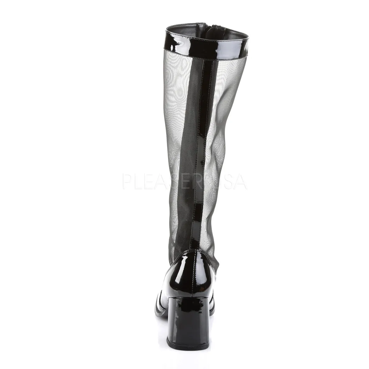 GOGO-307  Black Str Patent-Mesh