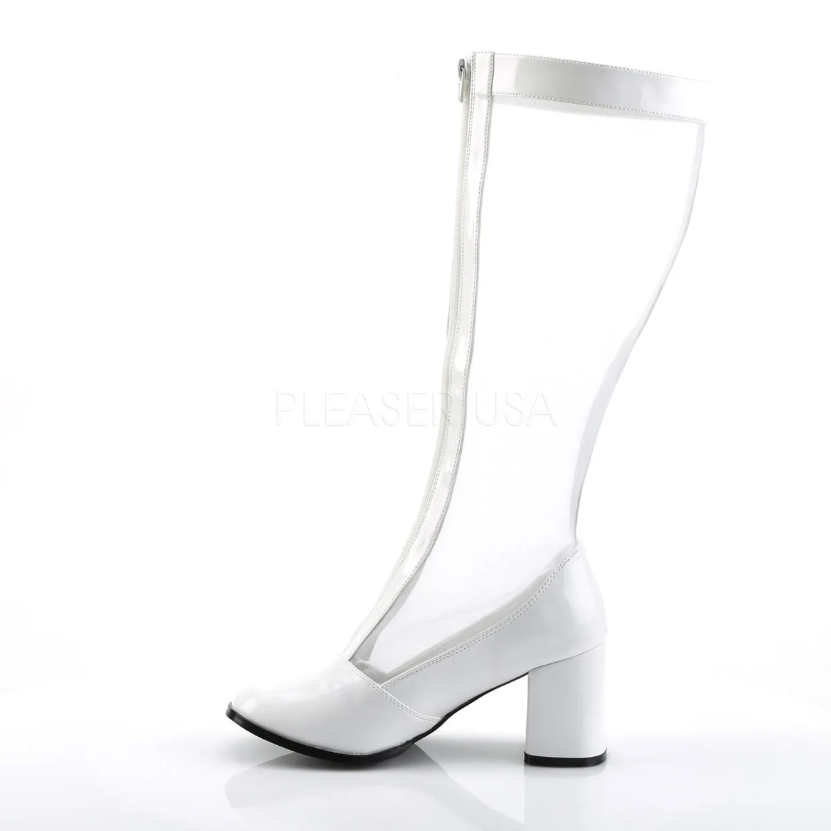 GOGO-307  White Str Patent-Mesh