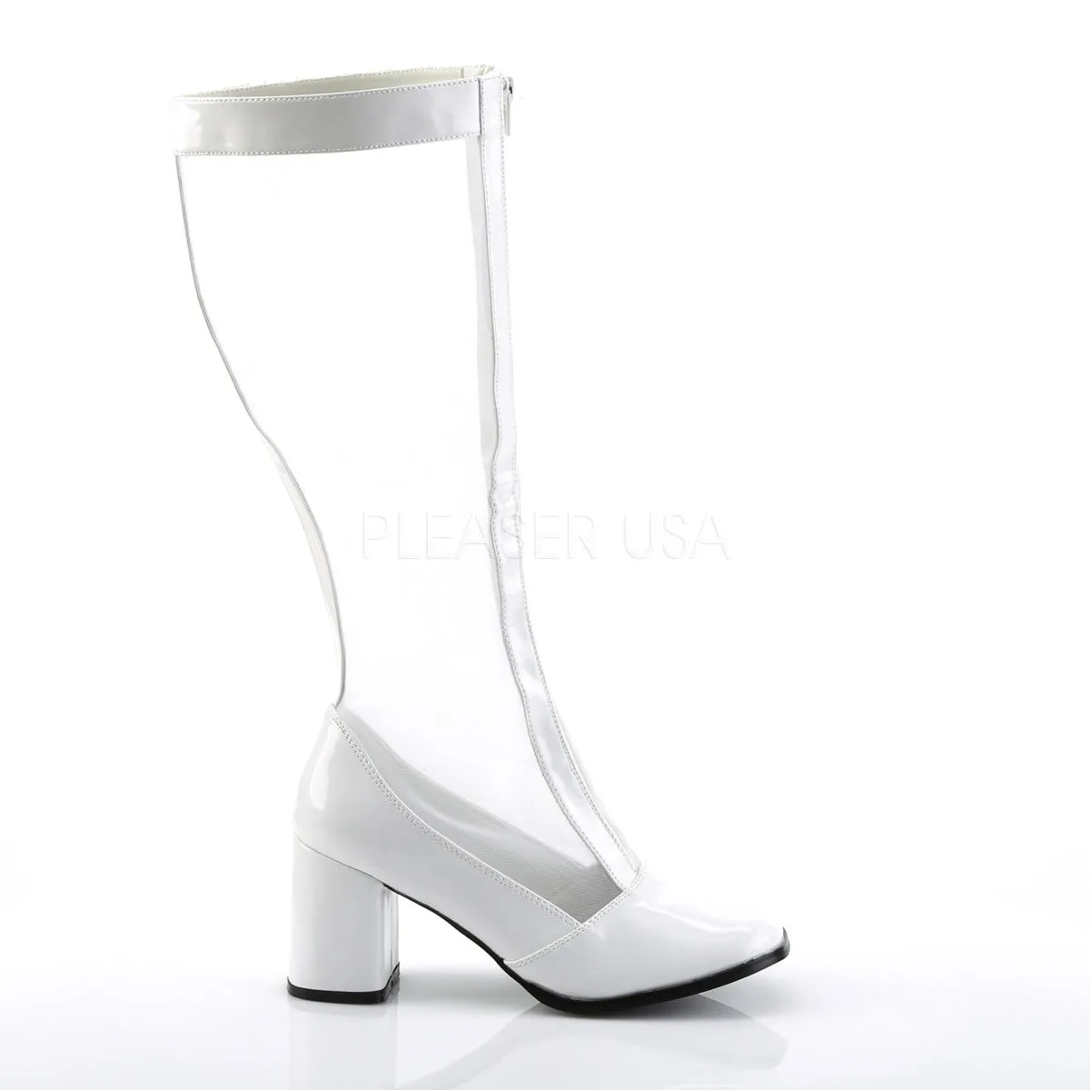 GOGO-307  White Str Patent-Mesh