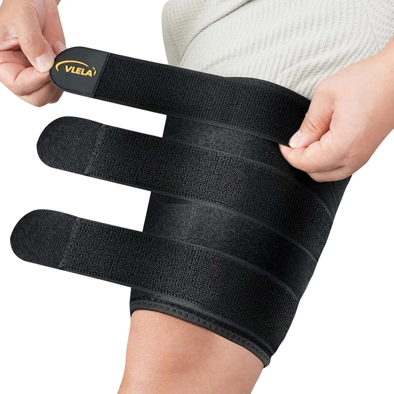 Hamstring Compression Sleeve with 3 Adjustable Straps,Thigh Compression
