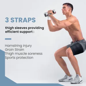Hamstring Compression Sleeve with 3 Adjustable Straps,Thigh Compression