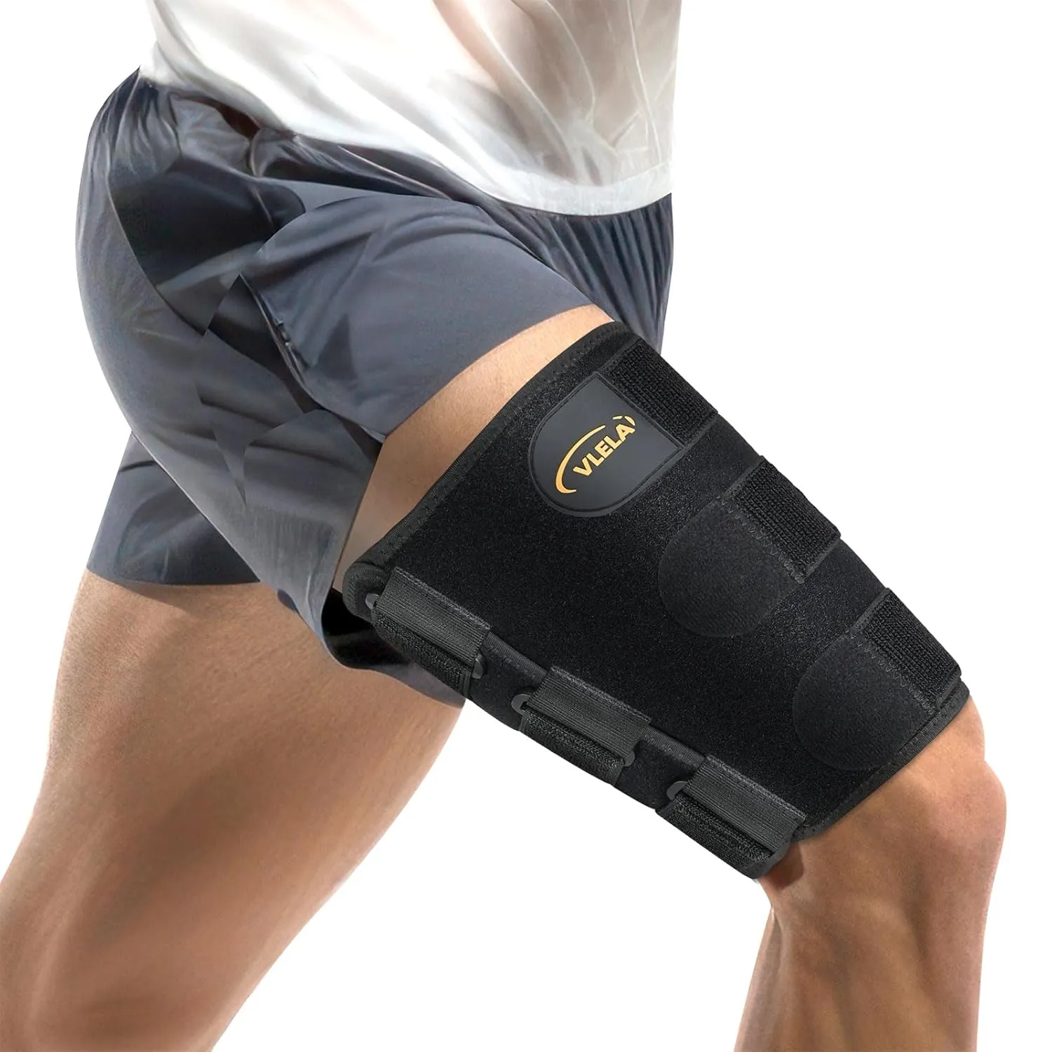 Hamstring Compression Sleeve with 3 Adjustable Straps,Thigh Compression