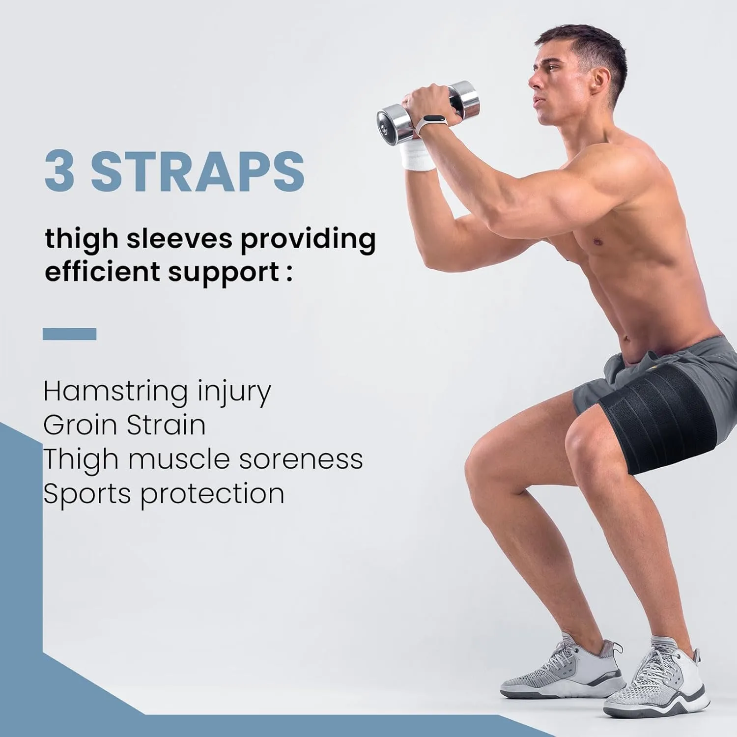 Hamstring Compression Sleeve with 3 Adjustable Straps,Thigh Compression
