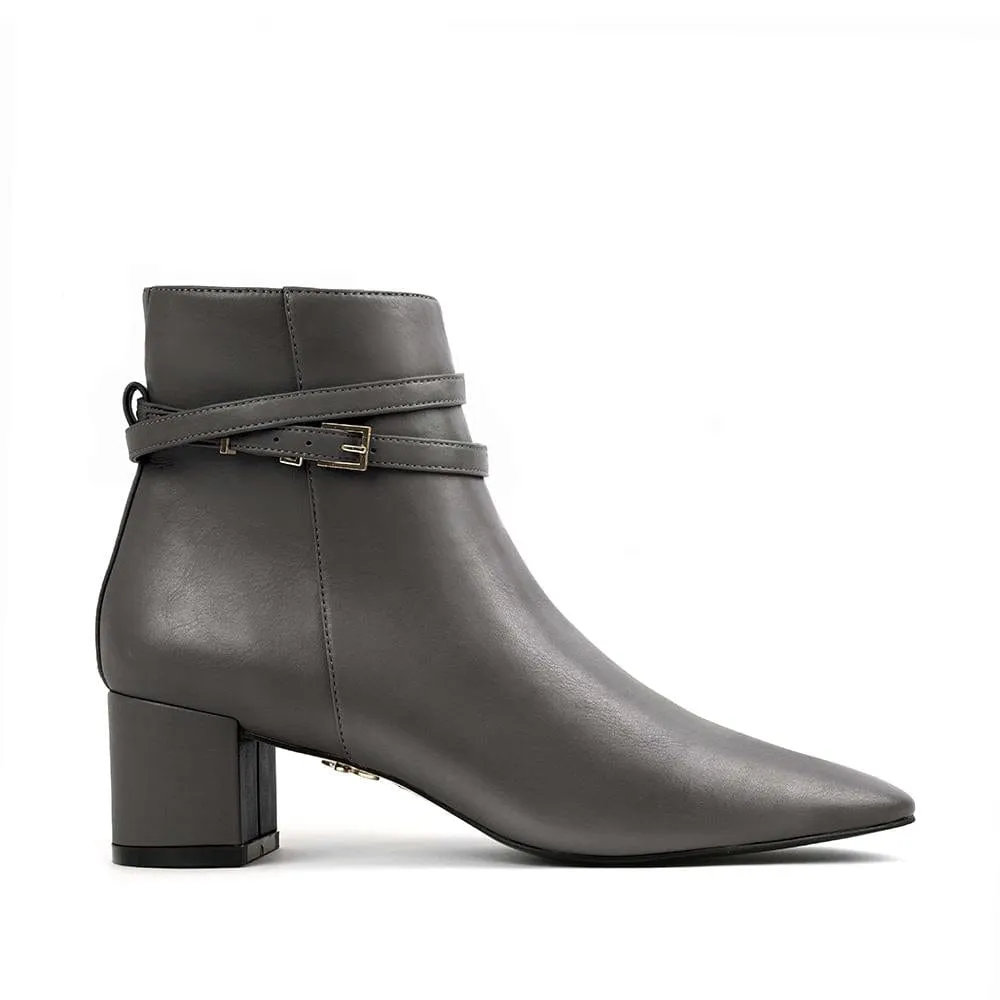 Hedy Vegan Leather Ankle Boots | Charcoal