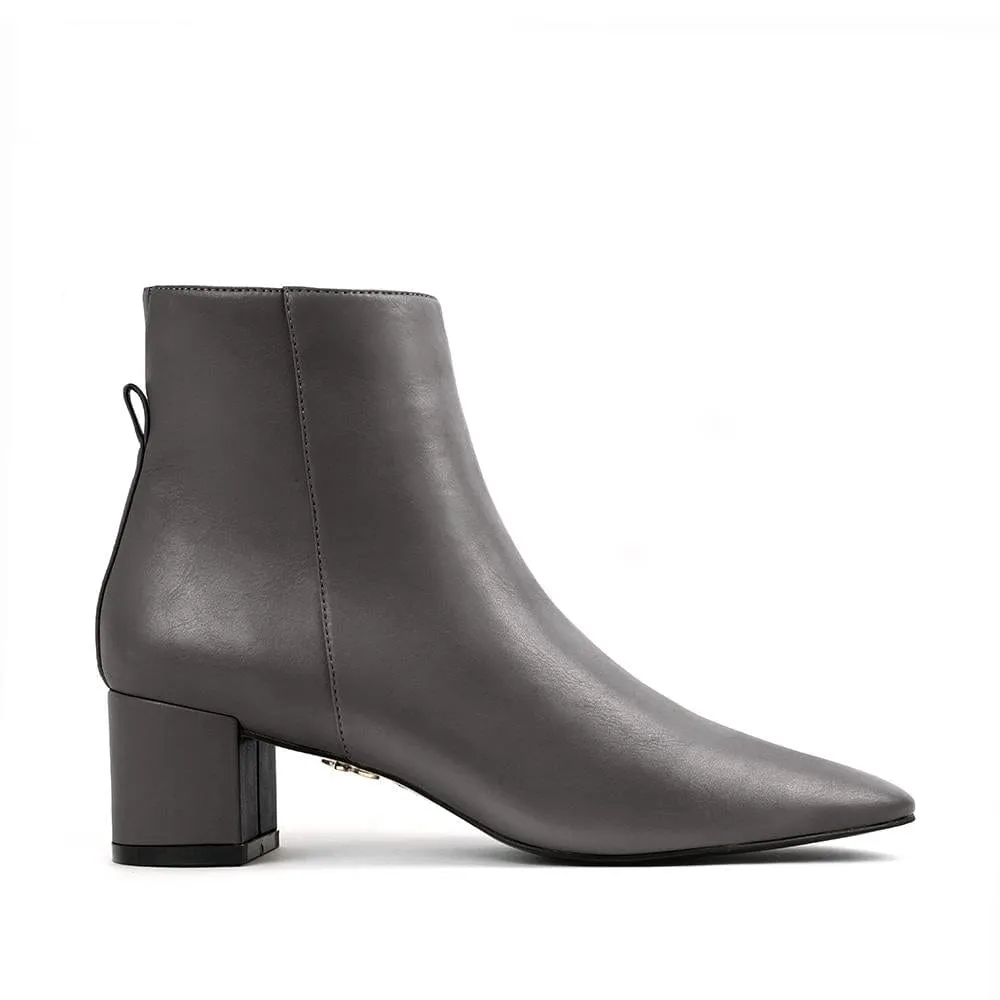 Hedy Vegan Leather Ankle Boots | Charcoal