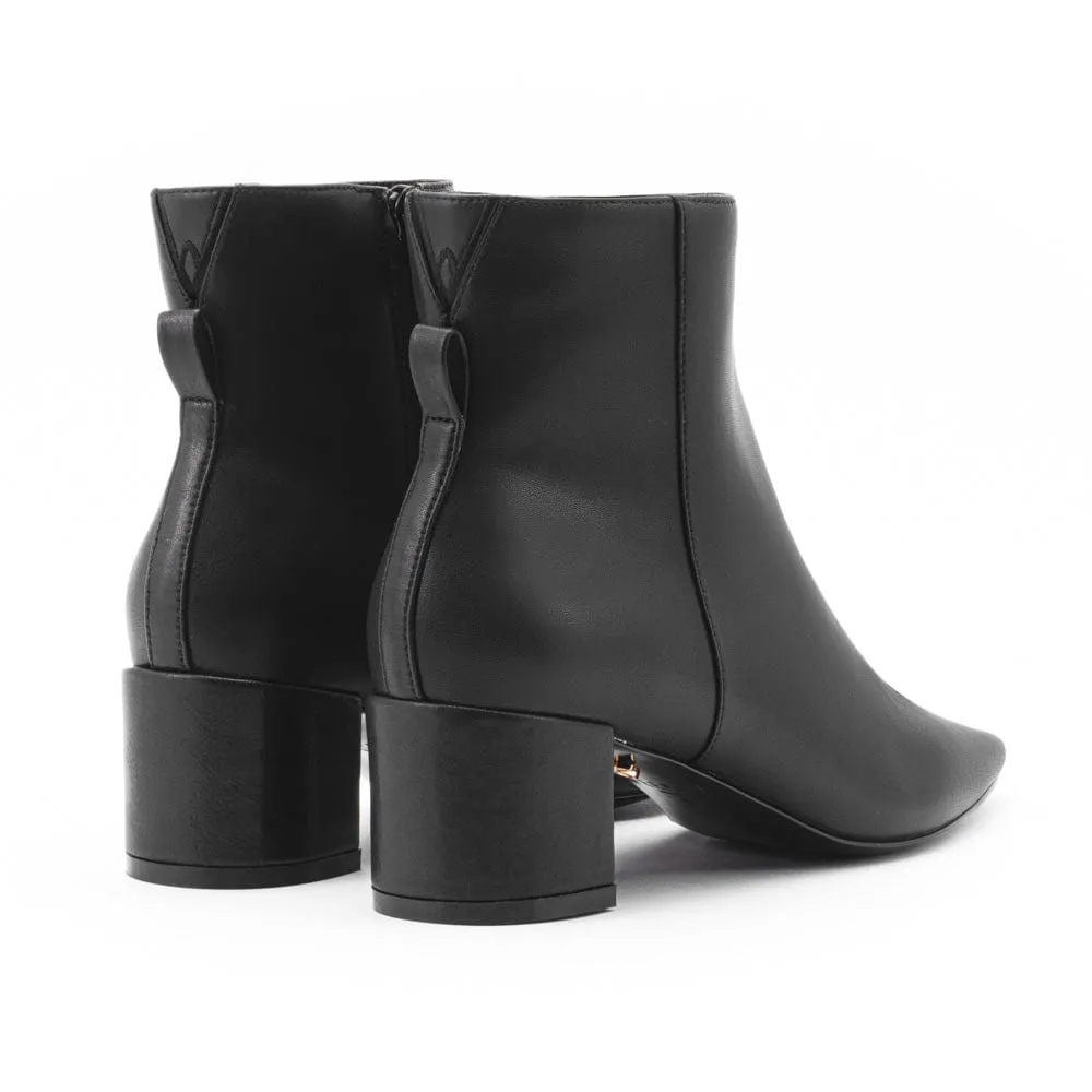 Hedy Vegan Leather Ankle Boots | Midnight Black