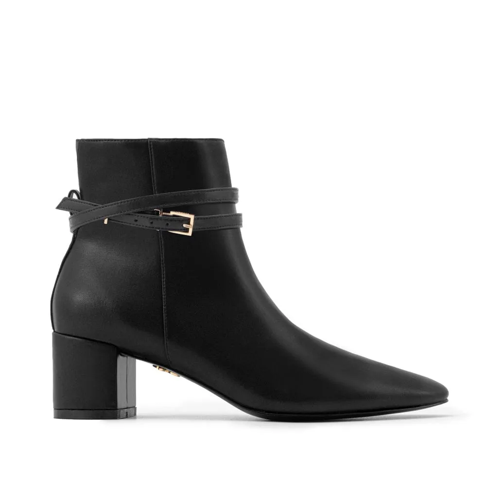 Hedy Vegan Leather Ankle Boots | Midnight Black