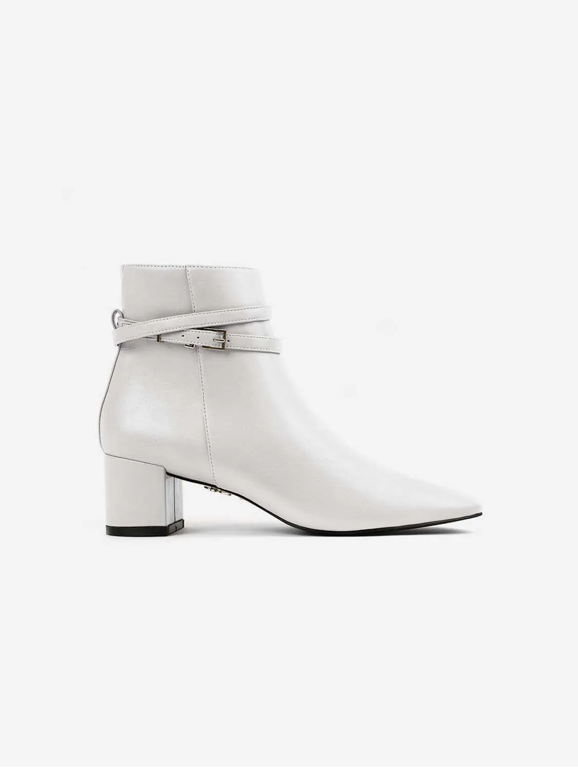 Hedy Vegan Leather Ankle Boots | White