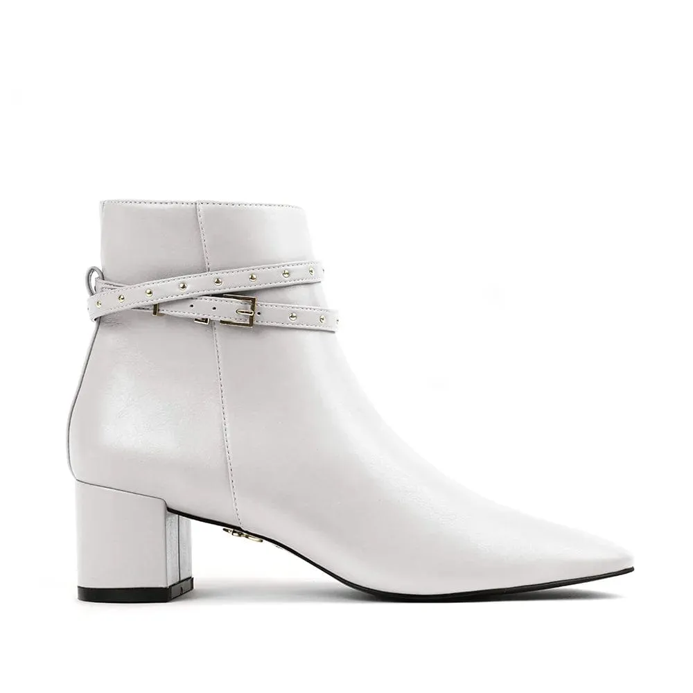 Hedy Vegan Leather Ankle Boots | White