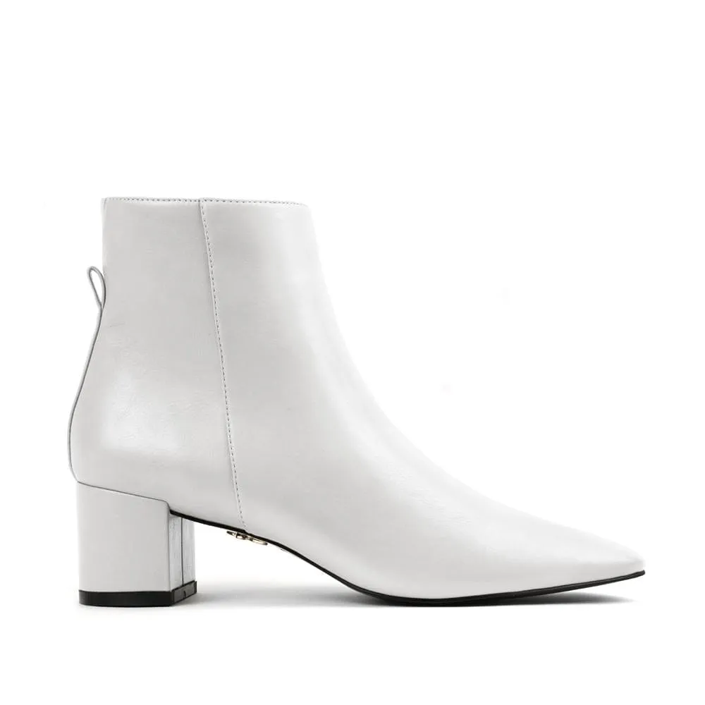 Hedy Vegan Leather Ankle Boots | White