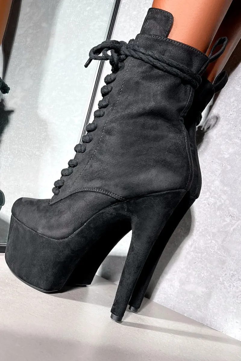 Hella Heels BabyDoll All Tied Up 7inch Boots - Black Rope
