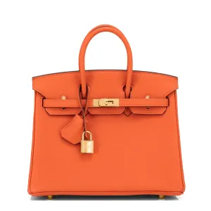 Hermes Orange Birkin 25cm Togo Gold Hardware